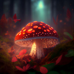 mycobowen_glowing_red_amanita_muscaria_fly_agaric_mushroom_rele_80d7f5bb-92fb-46e3-914d-c4992a87ca21